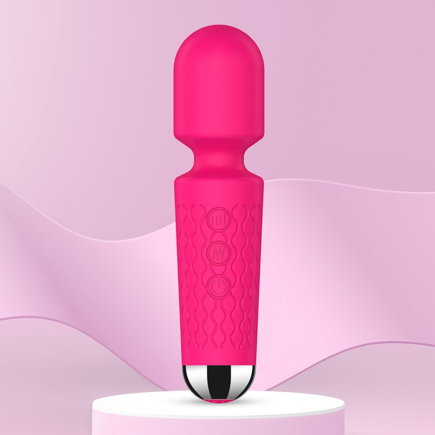 Massageador pessoal de varinha – 20 padrões e 8 velocidades – Mini vibração mágica e massagem nas costas – Masculino e feminino – Perfeito para alívio de tensão, músculo, dor, recuperação – Rosa