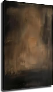 Black Brown Abstract Painting, Brown Wabi-Sabi Wall Art, Medieval Black Brown Painting, Black Minimalist Wall Decor,For livingroom Bedroom Decor (Framed,20 * 30inch)