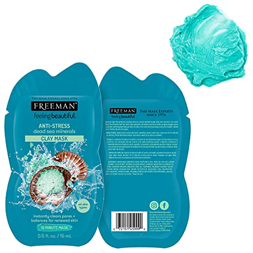 Freeman Beauty Everyday And Neon Vibes Facial Mask Variey Pack With Silicone Brush Applicators, Blue, Lavender, 17 Count #TOP6