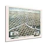HISTORIX Vintage 1881 Sioux Falls South Dakota Map - 18x24 Inch Vintage Sioux Falls Wall Art - Old Sioux Falls Map Poster - Historic Sioux Falls Minnehaha County South Dakota Map Print