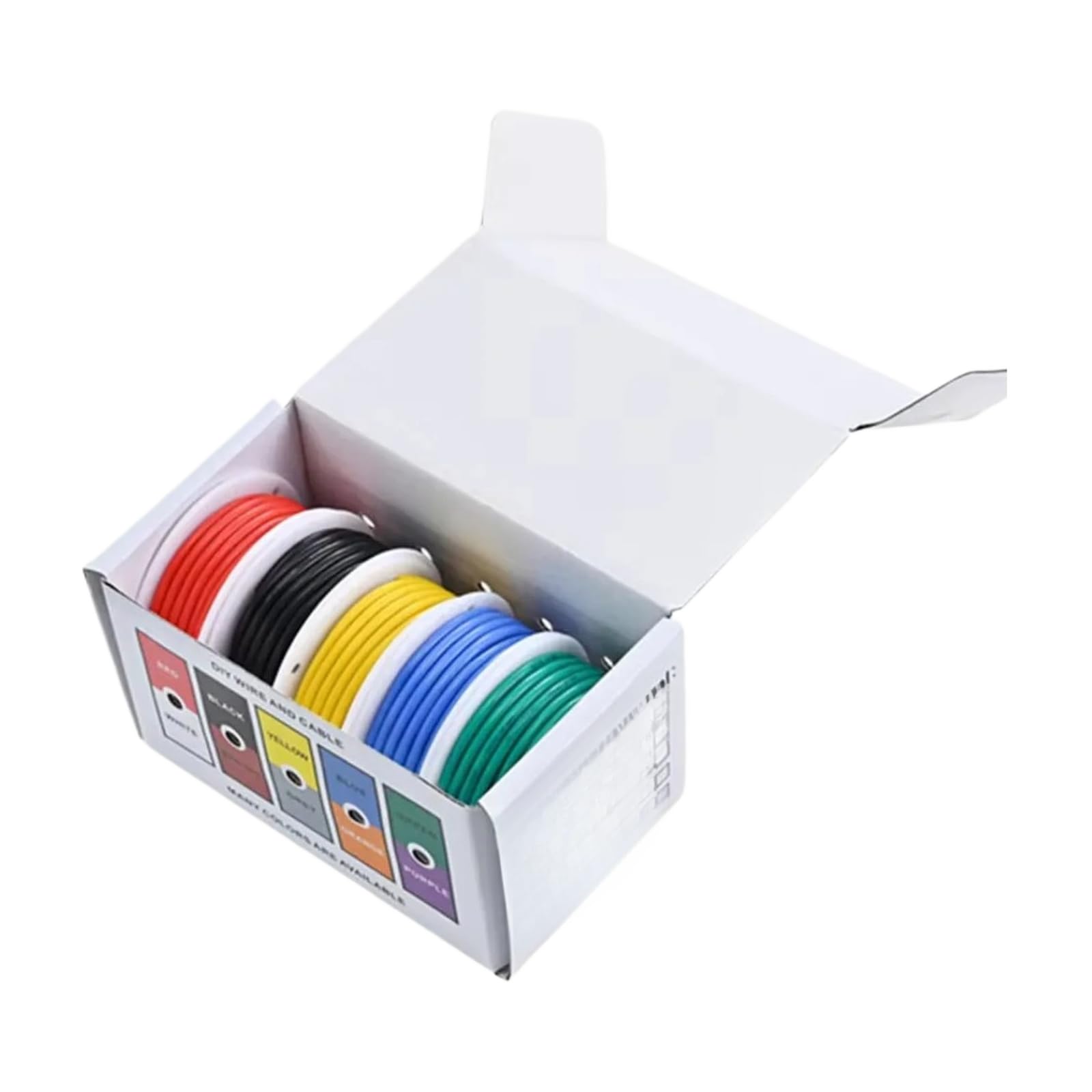 20/22/24 AWG Stranded Wire Soft Flexible Silicone Tinned Copper Wires 18 Gauge Hookup Cable 5m or 10 each color (2 Box; 5 Color x 5 Meter; 24 AWG)