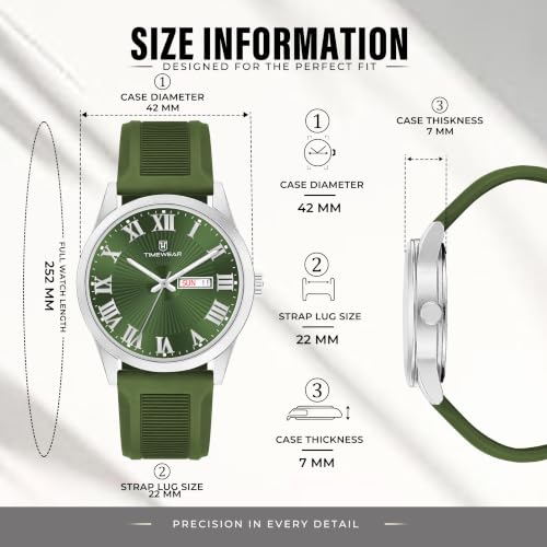 Image of TIMEWEAR Roman Track Dial, Day & Date Functioning, Silicone Strap Analog Watch for Men