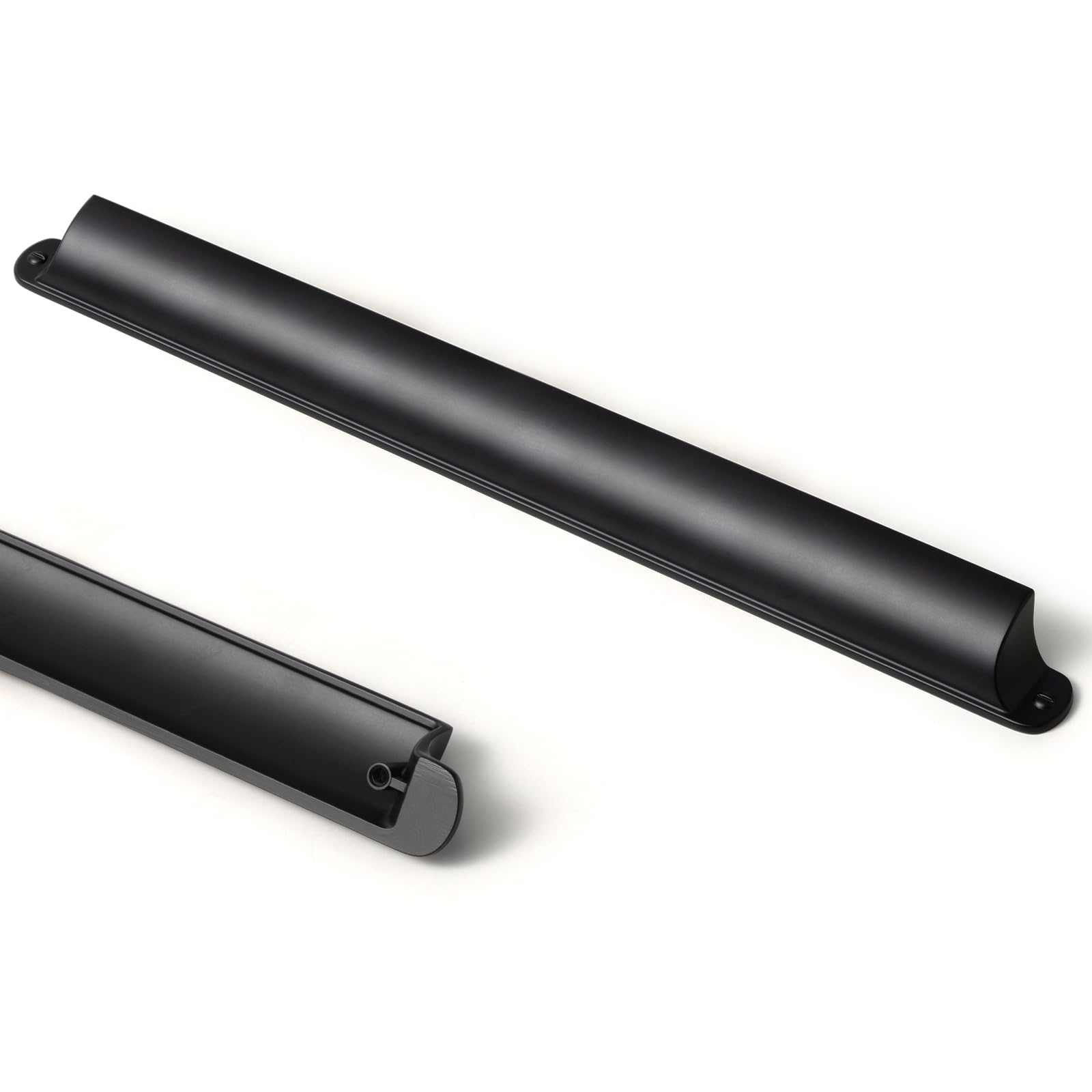 Goo-Ki Cabinet Cup Pulls Black 12-3/5" c-c Bin Drawer Pull Kitchen Hardware, 6 Pack Matte Black Zinc Alloy Bar Cup Handles for Cupboard