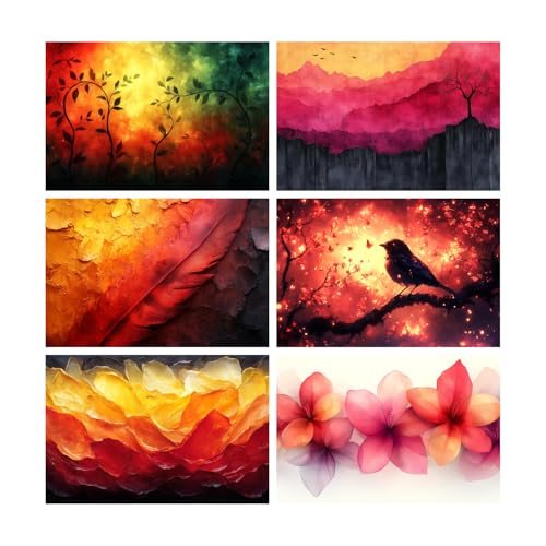 Image of SiddArtify Abstract Nature Wall Art Prints Set - Modern Landscape Poster Decor for Living Room Bedroom Office - 8x12 Sticker Pack of 6