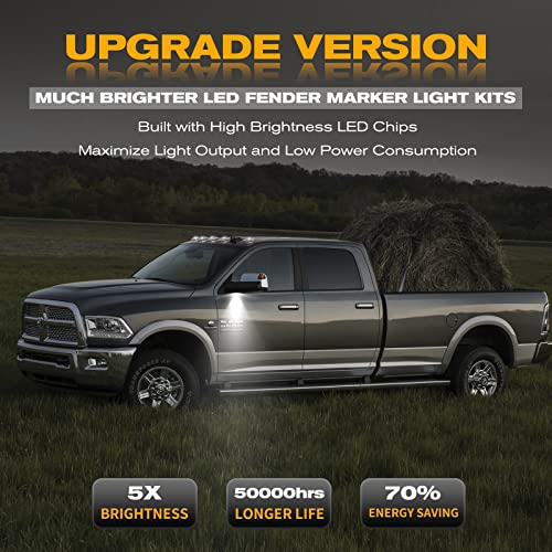 Gempro 6Pcs Led Side Mirror Turn Signals Puddle Lights Kits & License Plate Lamps Assembly For 2010-2018 Ram 1500 2500 3500, 6000K White #TOP4