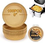 Air Fryer Liners Disposable for Ninja AF100C 4Qt, Airfryer Liners Round 9 Inch, Non-Stick Parchment Paper for Air Fryer Food Grade Air Fryer Parchment Paper Liners for Baking Roasting Microwave