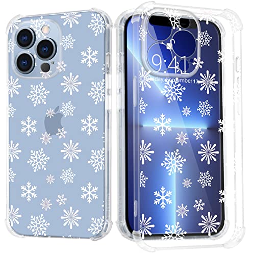 LuGeKe Christmas Snowflake Case for iPhone 12/12 Pro,Clear Soft TPU Flexible Full-Body Airbag Shockproof Case Cover for Girls Boys,Transparent Anti-Scratch Bumper Protection Phone Case