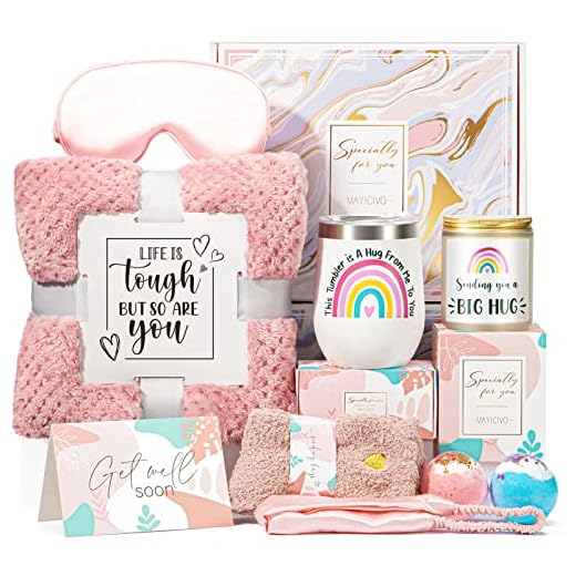 Get Well Soon Gifts for Women, Care Package Get Well Gift Basket for Sick Friends, Sympathy Gifts Thinking of you After Surgery Feel Better Self Care Gifts, Birthday Gifts for Women w/Tumbler Blanket