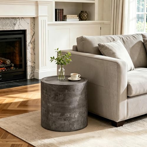 Round Faux Concrete Side Table