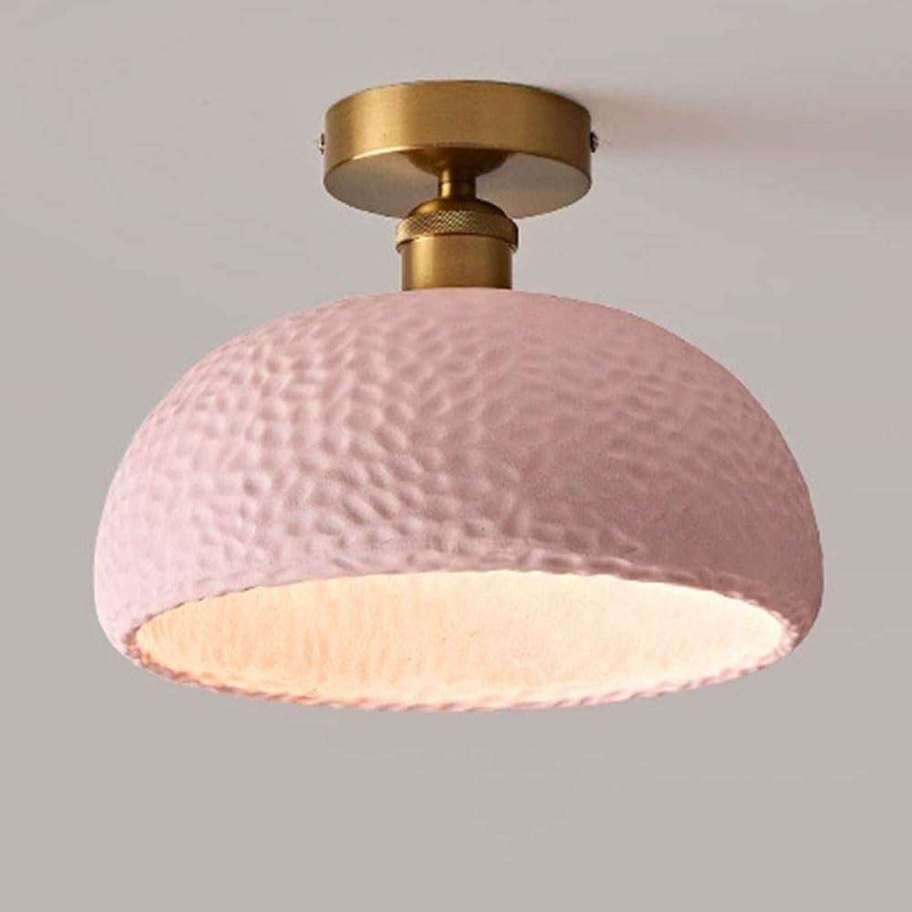 LYMSXAZOU Minimalist Hallway Light, Nordic Style Balcony Semi Flush Mount Ceiling Light Elegant Girl's Room E26 Fixtures Japanese Entryway Metal Base for Modern Bedroom