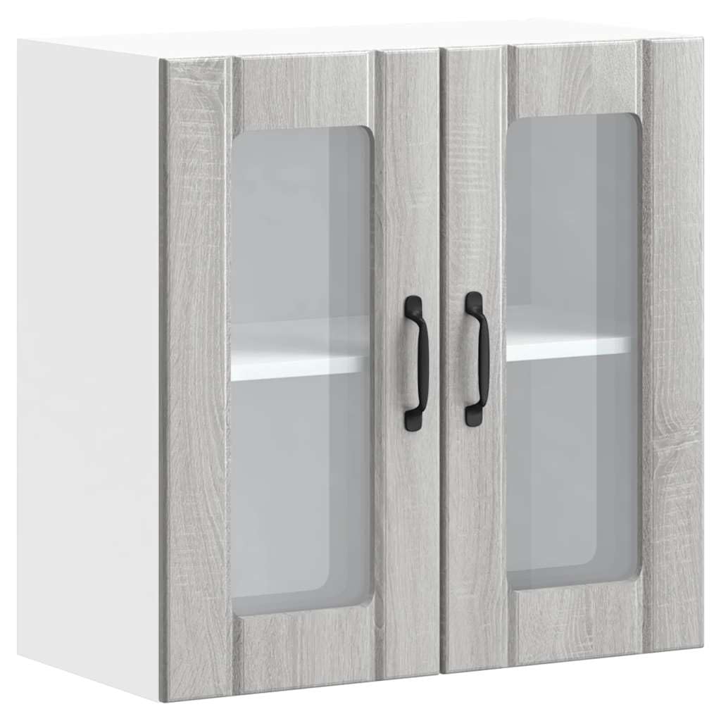 vidaXL Kitchen Wall Cabinet with Glass Door Lucca Grey Sonoma Engineered Wood, kitchen wall unit, cabinet for kitchen wall, kitchen cabinet on wall — image 1