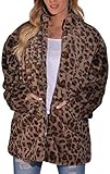 Women Winter Furs Coat Jacket Luxury Faux Fox Fur Coat Slim Long Sleeve Collar Leopard M