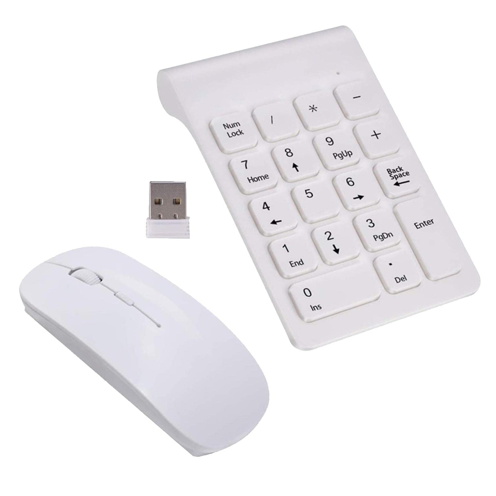 predolo Teclado Numérico USB de 18 Teclas 2,4G con Ratón para, Blanco