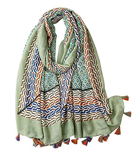 FAIRYGATE Schals & Tücher für Damen Hochwertiger Elegant Blumenmuster Kopfwickel Tuch für Mädchen Schal Damen Grün 15225, 90 * 180 cm