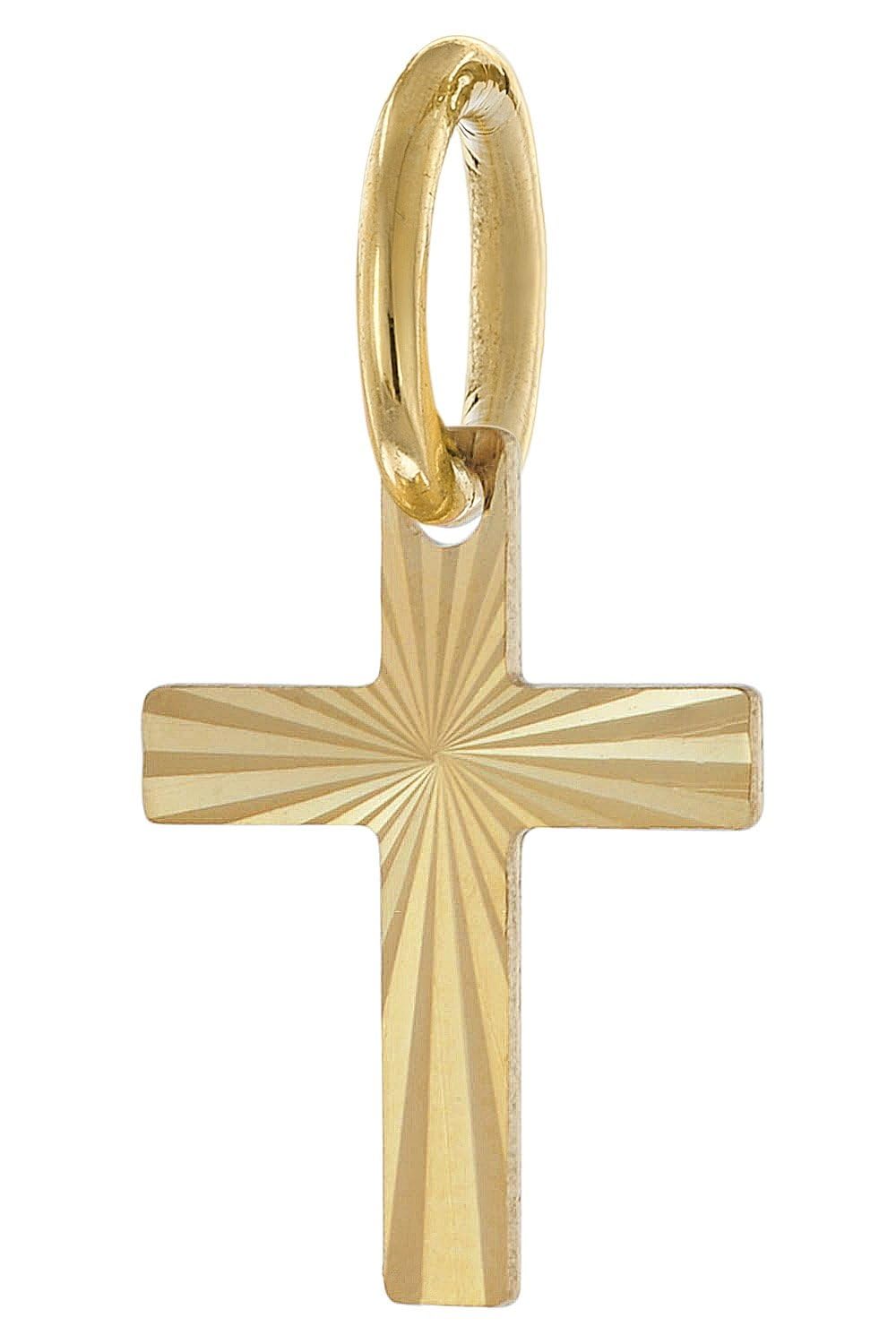 trendor Kreuz-Anhänger 333 Gold Mit Vergoldeter Silberkette für Kinder