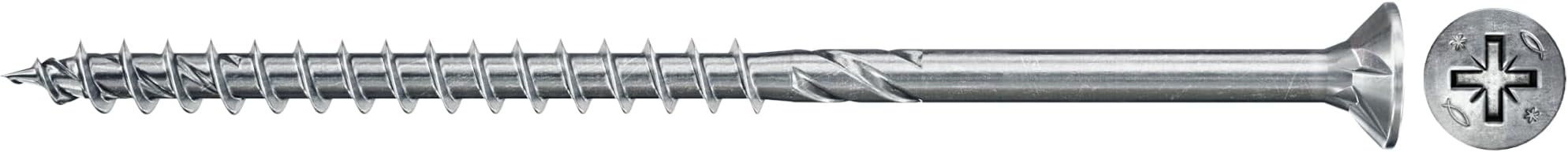 fischer 100 x Chipboard Screws Power-Fast II 4.0 x 35 Countersunk Head with Phillips Partial Thread Galvanised Blue Passivated (Item No. 670211)