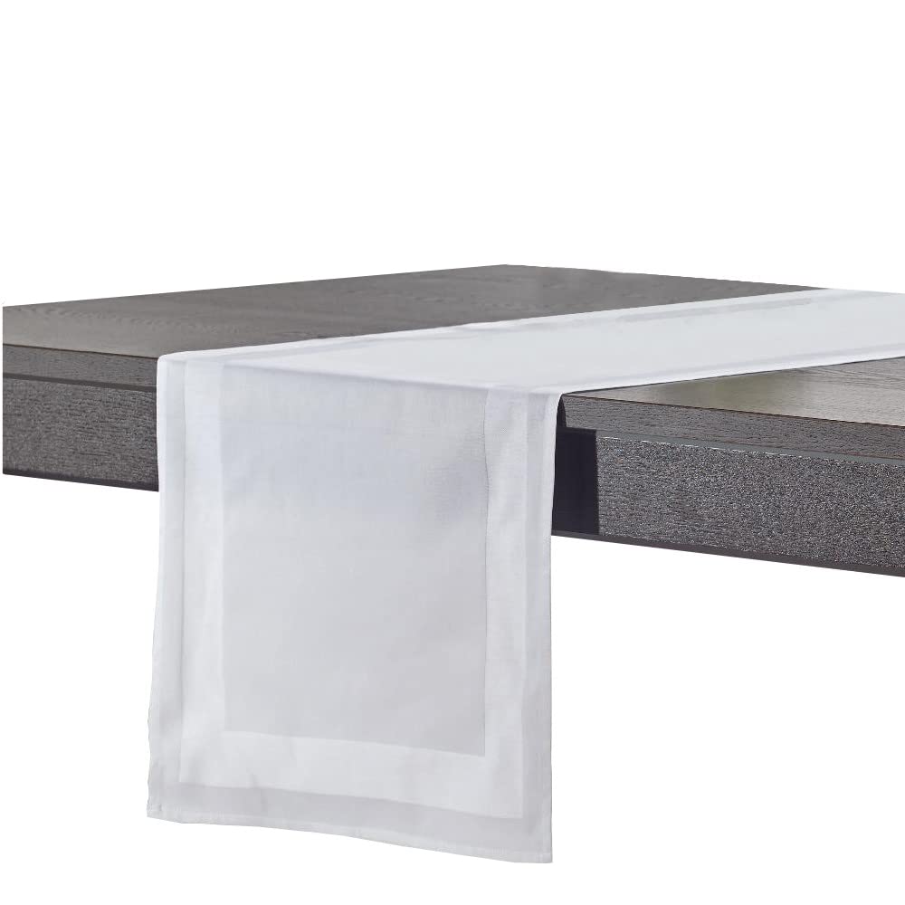 texpot Damast Tischläufer 40 x 130 cm weiß Atlaskante bei 95°C waschbar 100% Baumwolle hochwertige Vollzwirnqualität