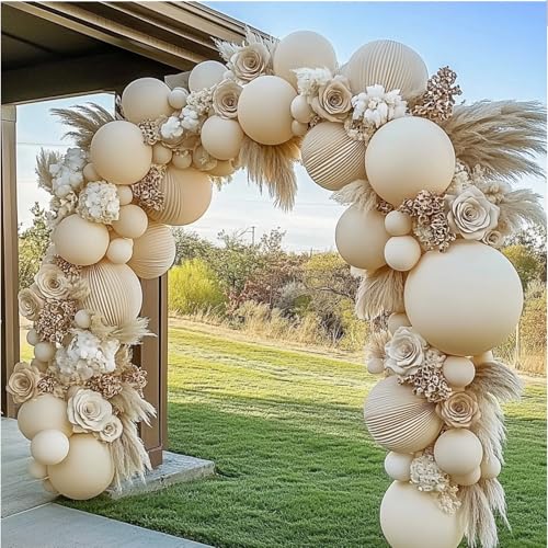 Image of 108Pcs Double Stuffed White Sand Balloon Garland Arch Kit
