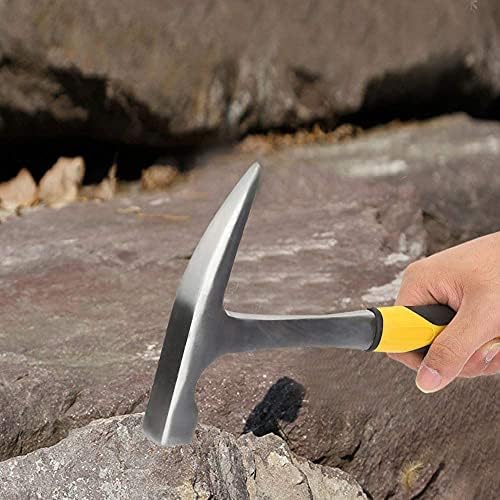 LANTRO JS Rock Pick Hammer with Pointed Tip, All Steel Geologist Hammer Double Head Flat Mouth Geological Survey Brick Duckbill Hammer for Mining