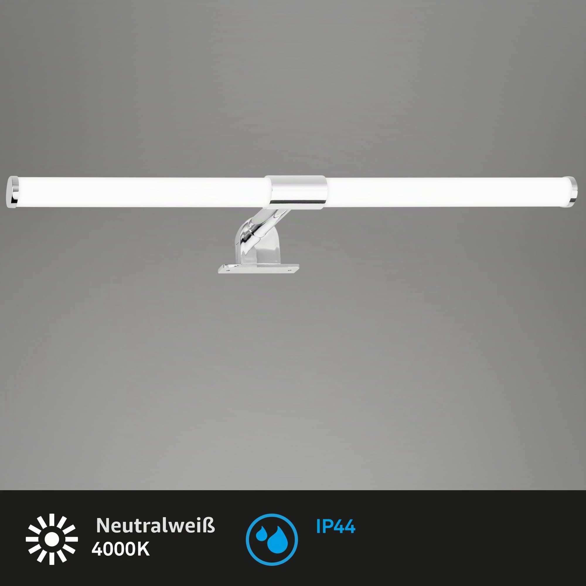 BRILONER - LED Spiegelleuchte Bad 2 in 1 Montage, IP44 Spritzwasserschutz, 4.000K neutralweiß, Badezimmerlampe, Schrankbeleuchtung, Spiegellampe, Lampe Badezimmer, Spiegelbeleuchtung, 55 cm, Chrom