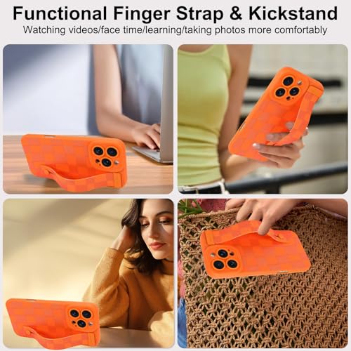 OOK Designed for iPhone 16 Pro Max Case with Strap Stand, Orange Checkered - image 5