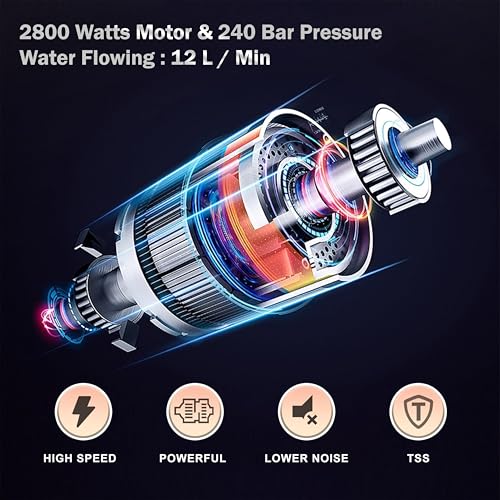 Image of IBELL YO2800 High Pressure Washer, 2800W Induction Motor, 240 Bar Car Washer High Pressure Gun, 12 L /Min Flow, 8M Hose, Portable Pressure Washer for Car, Bike, Home & Outdoor Cleaning