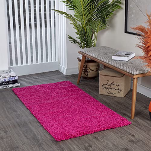 Surya Home Shaggy Berber Teppich - Flauschiger Teppich für Wohnzimmer, Esszimmer, Schlafzimmer, Langflor Hochflor Teppich flauschig - Teppich groß 100x200 cm, Wohnzimmerteppich in Rosa