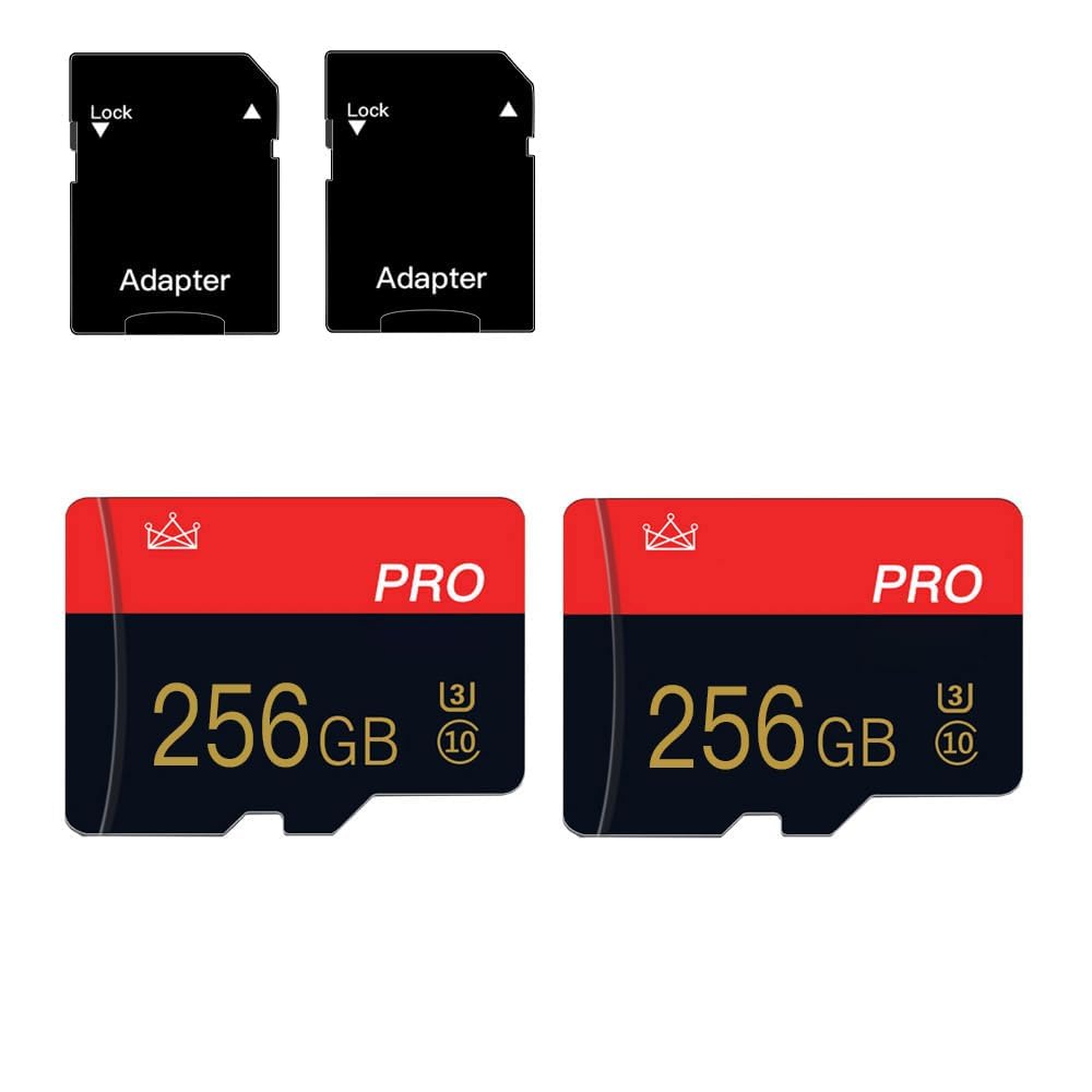 2 Pack Micro Memory Card 256GB Class 10 TF Card with Adapter High Speed Memory Card for Tablet,Camera,Drone