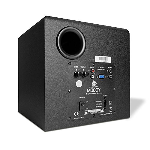 Wavemaster MOODY 2.1 luidsprekersysteem (65 Watt) actieve boxen gebruik voor TV/Tablet/Smartphone/PC zwart (66202)