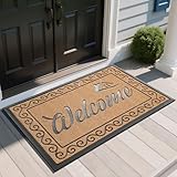 Yimobra Welcome Mat, Heavy Duty Sturdy Door Mats for Home Entrance Outdoor Indoor, Front Doormat for Outside Patio Floor Entry Porch Garage Office, Waterproof, Low Profile, 47X32 Inches, Yellow