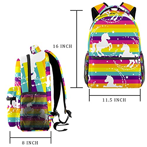 Sac à dos d'écolier mixte multicolore style décontracté avec imprimé licorne - 2