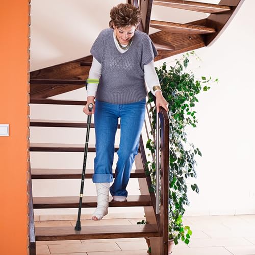 OUUTMEE gehstützen faltbar Krücken, faltbare unterarmgehstützen Schwarz, Gehstützen, Rehabilitationsübungen，Krücken für Erwachsene, Leichte Krücken Gehhilfen (x2 stück) Verbreiterte Anti-Rutsch-Füße
