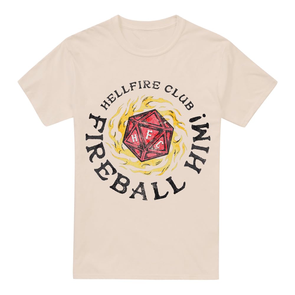 Stranger Things Hellfire Club Fireball Him T-Shirt Beige 3XL