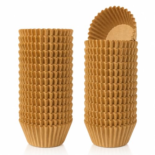 Tuchclipp 500 Count Natural Non-stick Mini Cupcake Liners, Food-grade Parchment Muffin Liners, Greaseproof Baking Cups for Cupcakes, Muffins and Nuts