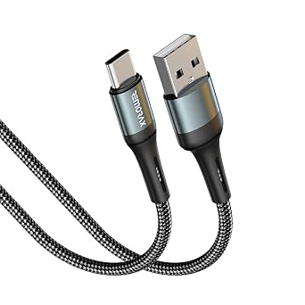 Örgülü USB A-C Hızlı Şarj Kablosu, Siyah (100 CM)