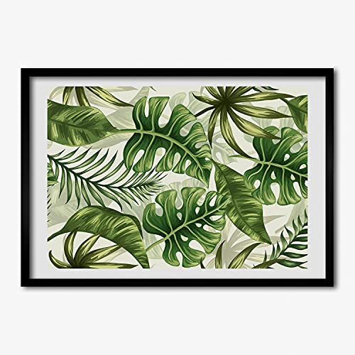 Cadre photo affiche Tulup 70x50 cm art moderne peinture feuilles tropicales en MDF