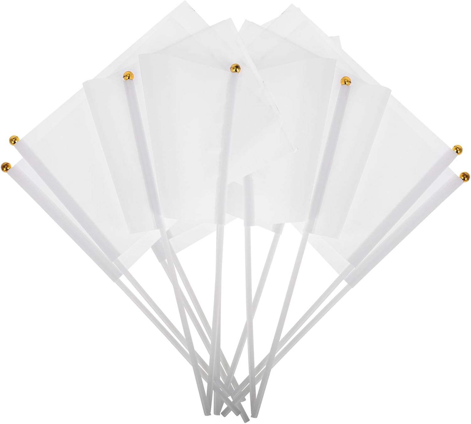 LIFKOME 48pcs Hand-cranked White Commanding Referee Flag for Football Supporters and Car Racing Fans, Easy to Assemble Polyester and Plastic Waving Flag for Community Events and Match