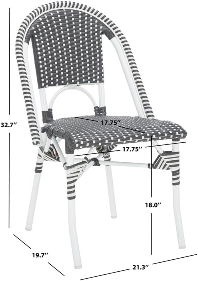 Pemberly Row Aluminum Side Chair Set of 2 with Cushions, Gray Frame and White Seats, Weather-Resistant Powder-Coated Finish, Lightweight Modern Design, 21.3 x 19.7 x 32.7 in, Indoor/Outdoor Patio