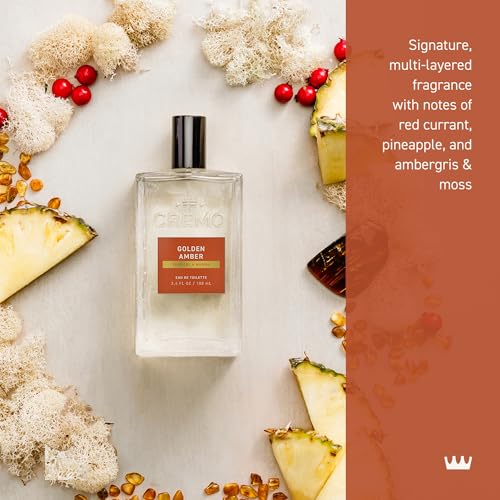 Image of Cremo Cologne For Men - Golden Amber Mens Cologne Spray, A Combination of Red Currant, Pineapple, Ambergris and Moss, Multi-Layered Signature Men's Fragrances, 3.4 Fl Oz
