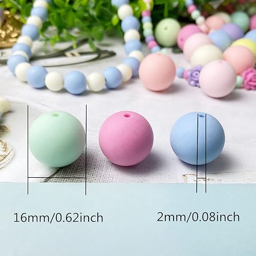 Miniatura 2 de 100 cuentas redondas de acrílico esmeriladas de color caramelo de 0.631 pulgadas (0.630 in), mezcla de colores caramelo, plástico, pastel, mate,