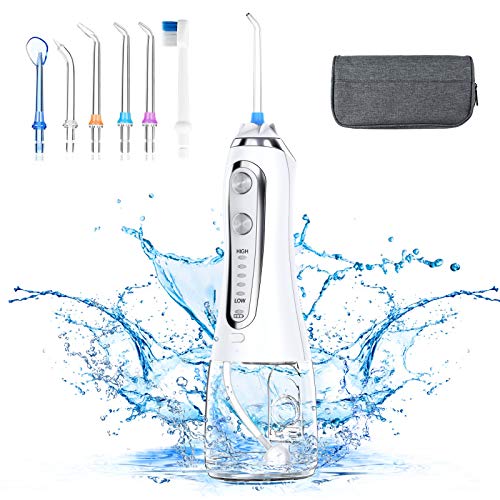 Water Flosser Cordless for Teeth, Water Flossers Teeth Cleaner, 5 Modes Rechargeable IPX7 Waterproof Portable Dental Oral Irrigator with Gravity Ball for Travel Home Braces Bridges Oral Care