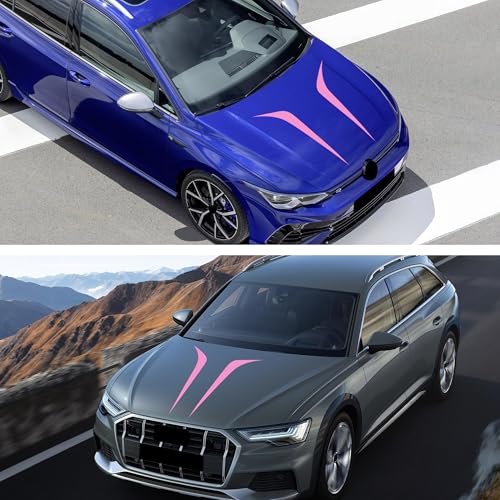 Image of TOMALL 2pcs 39 inch Car Hood Stripe Sticker for Car Auto Racing Sport Body Side Stripe Decal Skirt Roof Hood Bumper Stripe Decal Universal Vinyl Modified Decal Decoration for SUV Off-Road Vehicles (Pink)