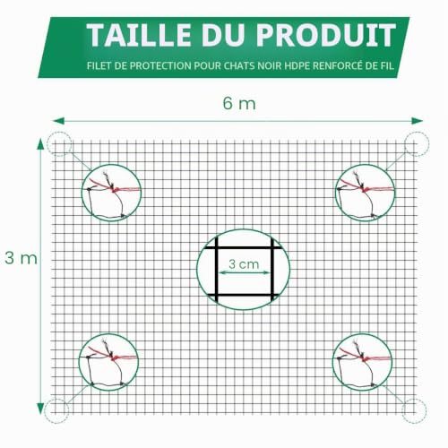 Filet chat balcon 6x3m robuste et résistant aux morsures - 3