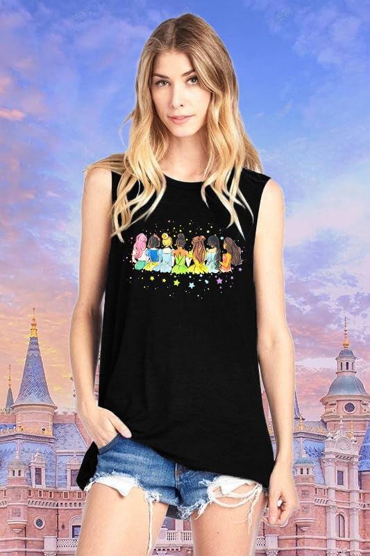 Magical Tank Tops Women: Magic Princess Shirt Cute Magic Kingdom Tshirt Family Vacation Trip Sleeveless Tanks Tops - Image 2