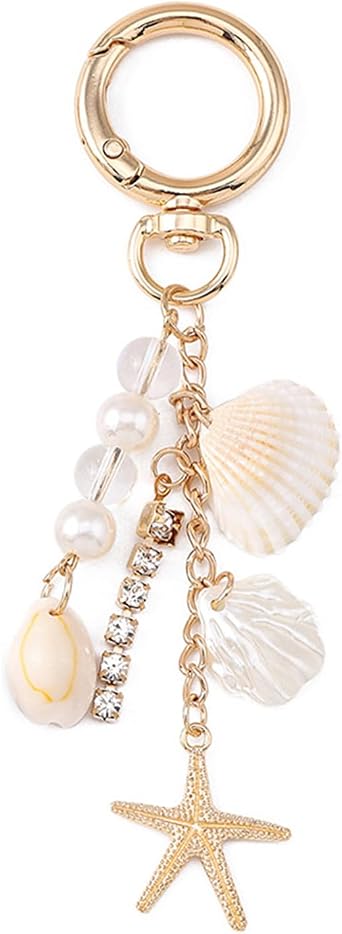 Cute Beach Keychain Starfish Pearl Bag Charms Fashion Seashell Keychain Car Key Ring Accessories for Women