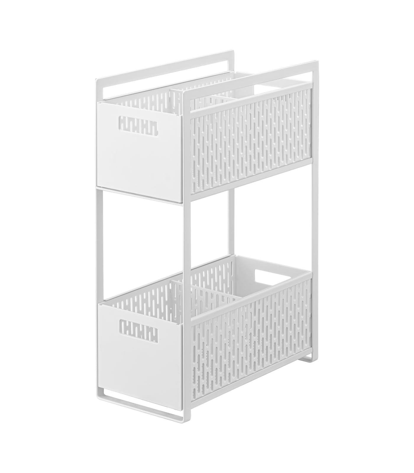 YAMAZAKIHome Tower 2 Tier Sliding Baskets Organizer Rack For Pantry Or Under Sink Storage - Space-Saving Solution For Spices, Cans, Cleaning Goods - Abs Plastic -