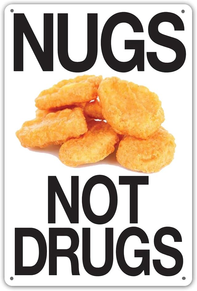 Geroclonup Wine Cellar Novelty Plaques Poster Garage Tin Sign Nugs Not Drugs Wall Decor Art Room Shop Metal Signs Size: 20x30cm
