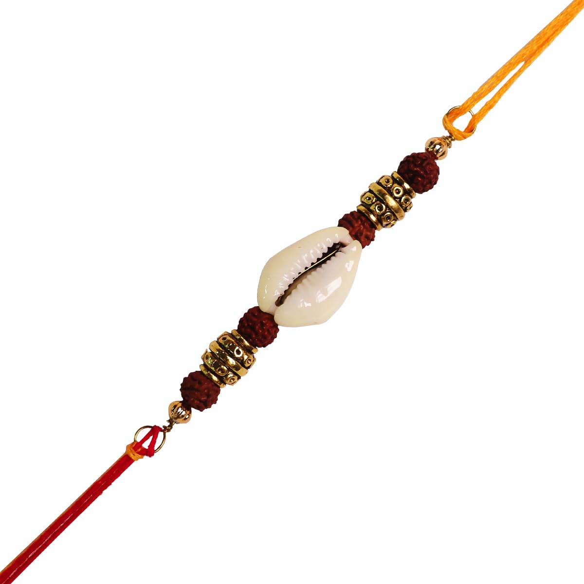 9Dzine Peeli Lakshmi Kaudi Rakhi for Brother Bhai | Latest Rudraksha Rakhi for Men | Rakhi Festival Gifts for Women Men (B0C9X5QR33) Amazon Price History, Amazon Price Tracker