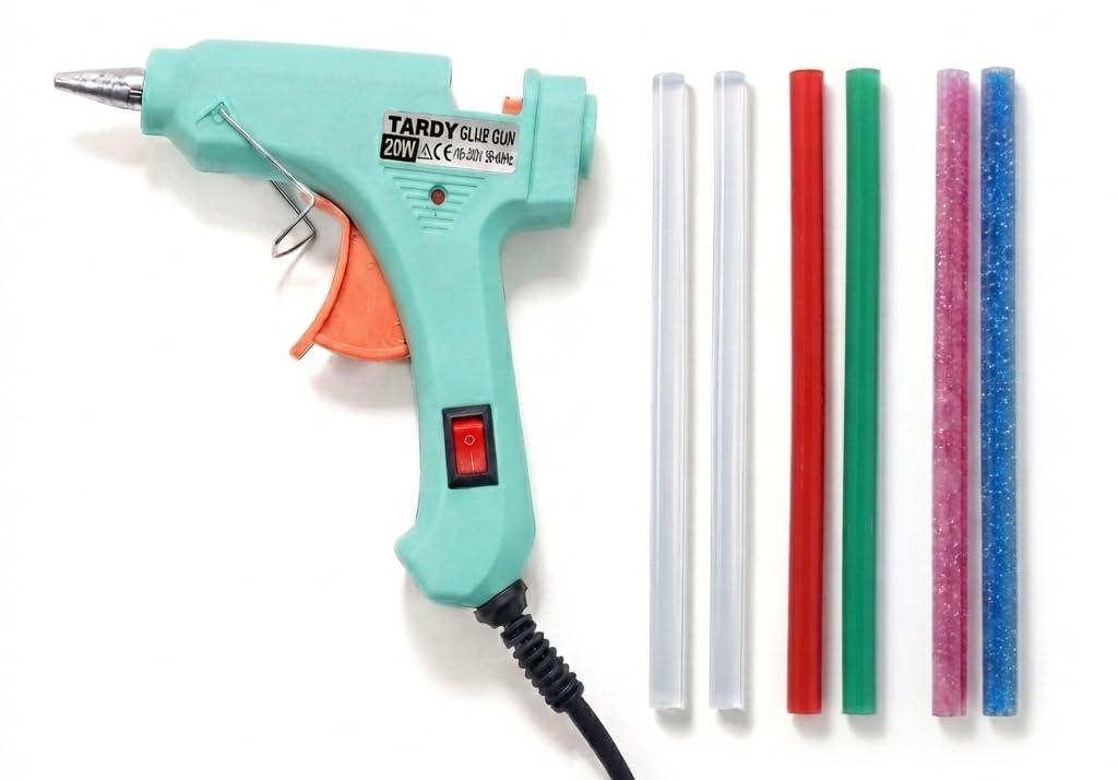 TARDY Glue Gun 20W On/Off Switch with Indicator, for Crafts, Repairs & Decoration With 6 Pcs Glue Stick (2 Transparent, 2 Colorful, 2 Glitter)-image-24