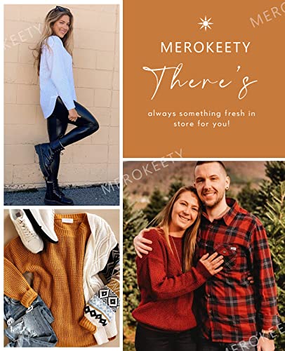 Image of MEROKEETY Women's Winter Fall Long Sleeve Tunic Sweaters 2026 Casual Trendy Crew Neck Waffle Knit Pullover Tops Jumper